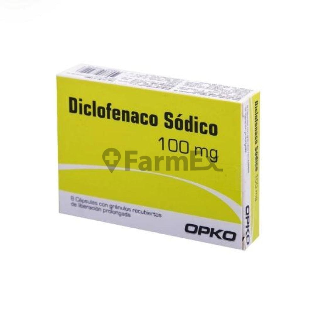 Diclofenaco Sódico 100 mg x 8 cápsulas Farmex-Pluxee-Persistente